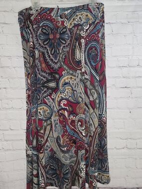Y2k column paisley print slinky maxi skirt sz L Whimsigoth boh cottagecore JLee